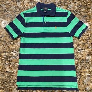 Boys Large (14-16) Polo Ralph Lauren Button Short Sleeve Shirt green and navy